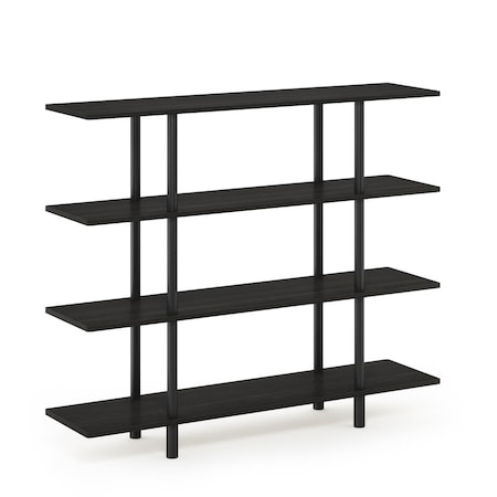 Furinno 18077EX-BK Turn-N-Tube 4-Tier Wide Display Shelf, Espresso & Black - 47.24 x 39.45 x 11.61 in. 18077EX/BK